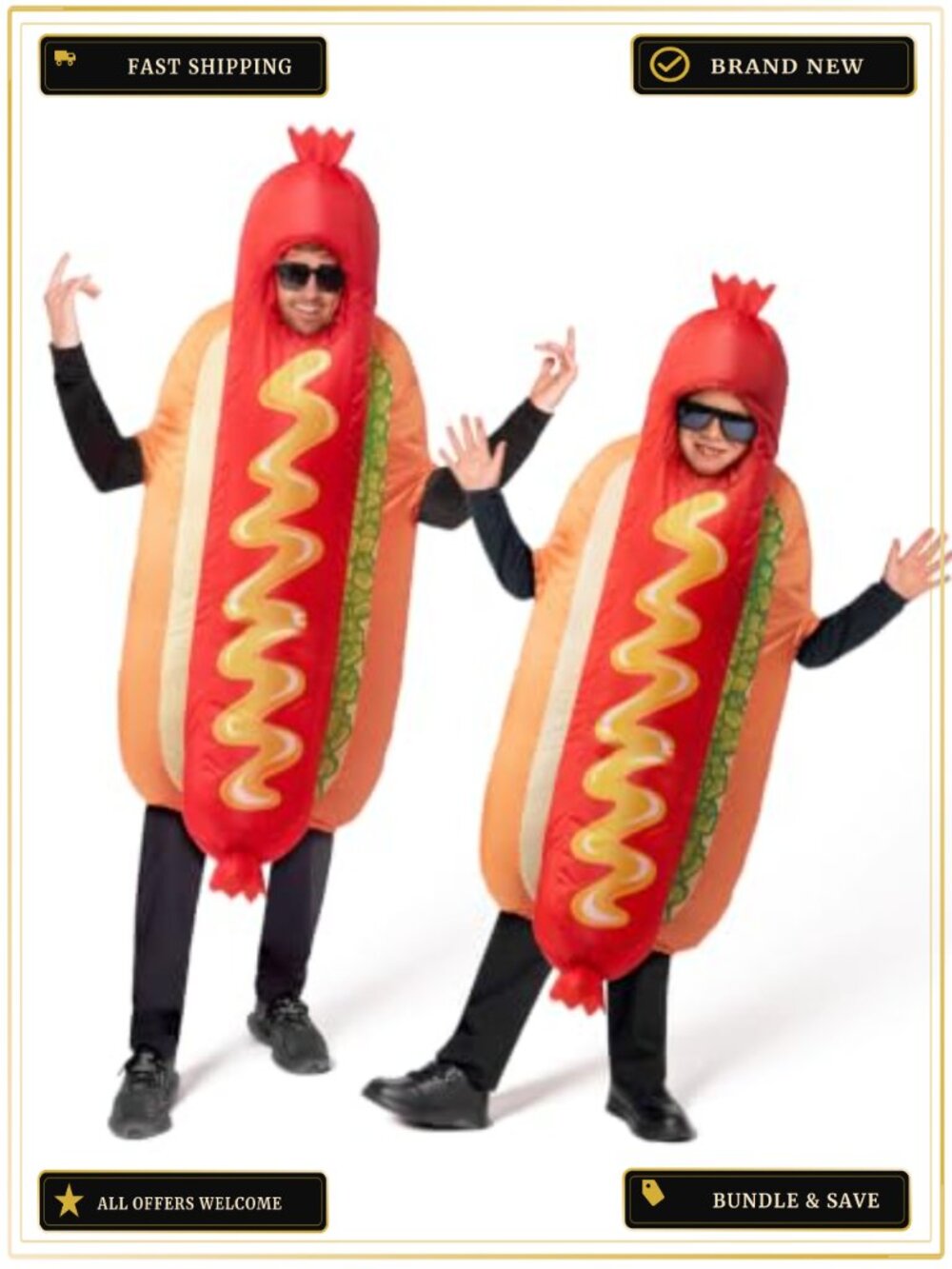 Inflatable Hotdog Costume Blow Up Suit Halloween Food Themed Party